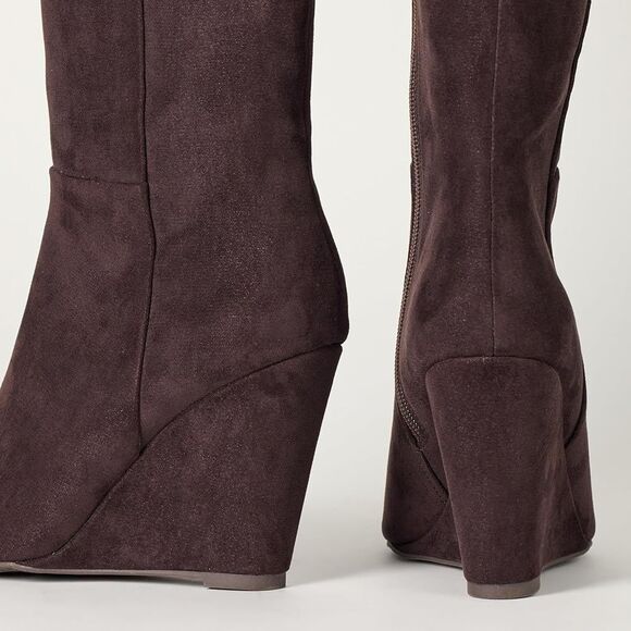 The Drop Women's Geralda Tall Wedge Boots suede 11 - Picture 6 of 7